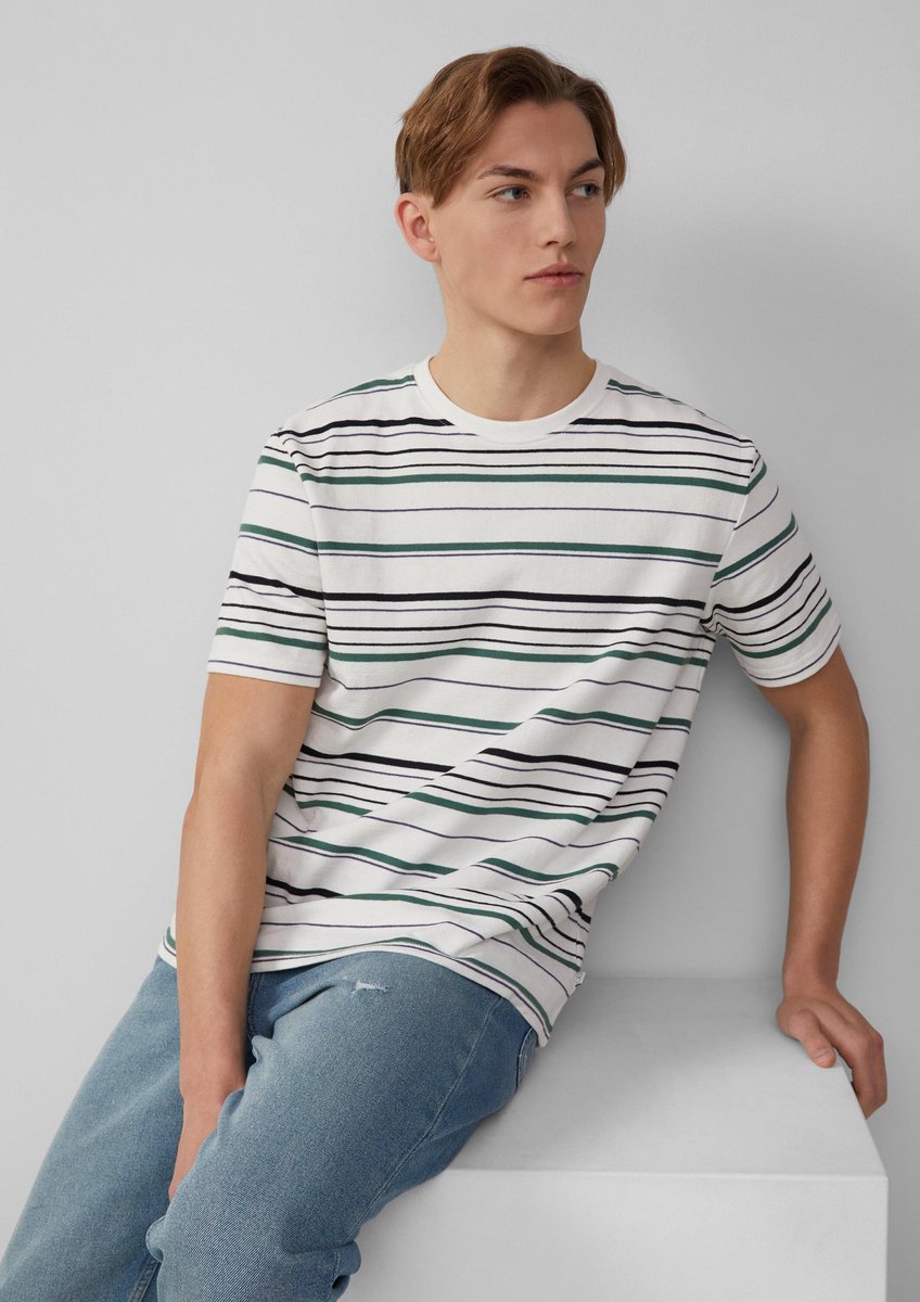 T-shirt met strepen van zware jersey