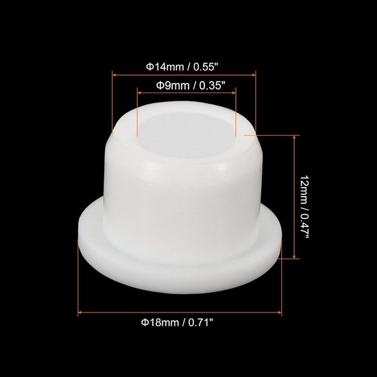 QUARKZMAN Flexibele doppen met solide siliconen rubberen stoppen voor gaten van 12-13 mm, zwart, 12 stuks