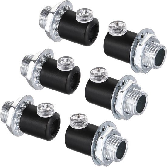 Fitting voor trekontlasting - Inclusief: Externe schroefaansluiting, Schroefdraad: M10x1, Diameter: 7.5 mm. Materiaal: Nylon, Kleur: Zwart