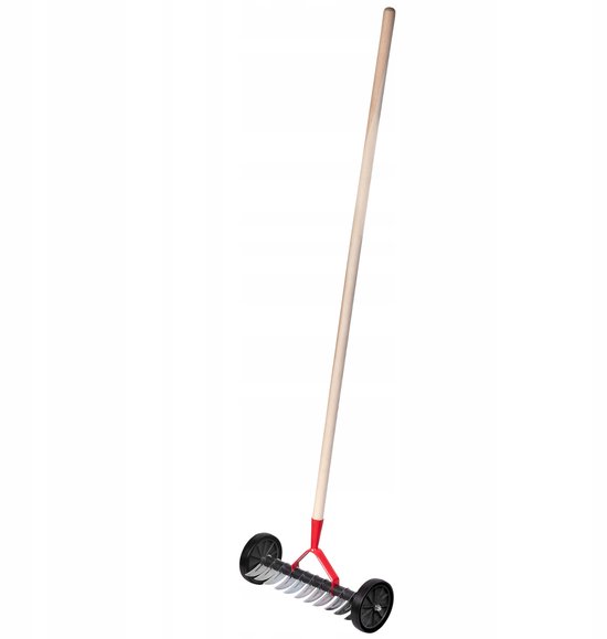 KADAX Gazonventilator met wielen, tuinklauw voor gazon, tuin, mos, snijhark van metaal, handmatige verticuteermachine, tuingereedschap, gazonbeluchter, cultivator (met steel) van Merkloos	 — afbeelding 2