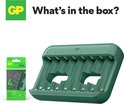 Groene GP batterijlader voor AA/AAA batterijen met 8 sleuven.