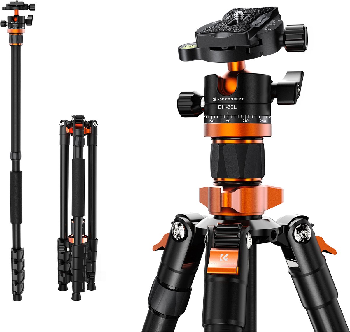 K&F Concept statief K255A7+BH-32L tripod monopod foto video camera