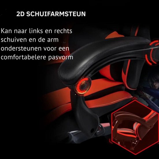 HOMCOM Gamingstoel, Verstelbare Armleuningen & Rugleuning, Kunstleren Bekleding, Tot 120 kg, Blauw | Netherlands