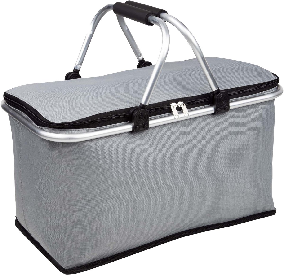 Hi Koeltas - grijs - 48 x 28 x 25 cm - boodschappenmand - draagtas - gesoleerde tas - picknicktas