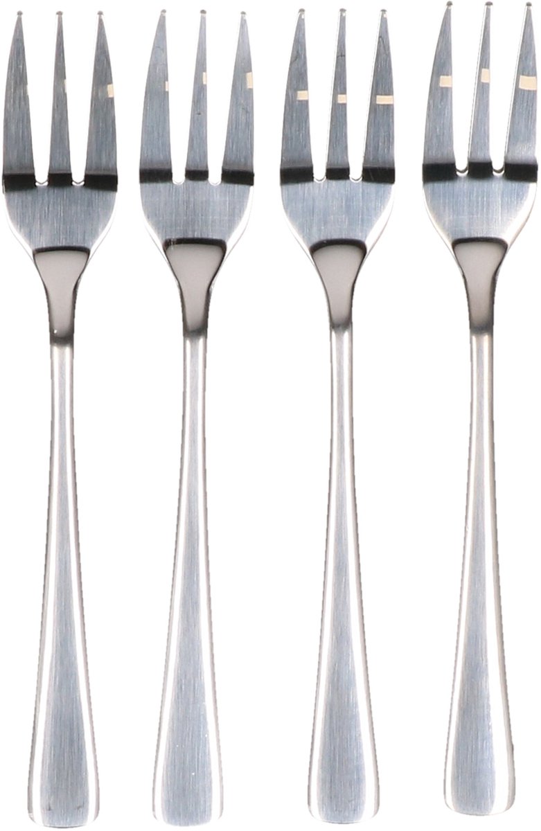 RVS taartvorkjes/gebakvorkjes - set van 8x - zilver - 15 cm - RVS