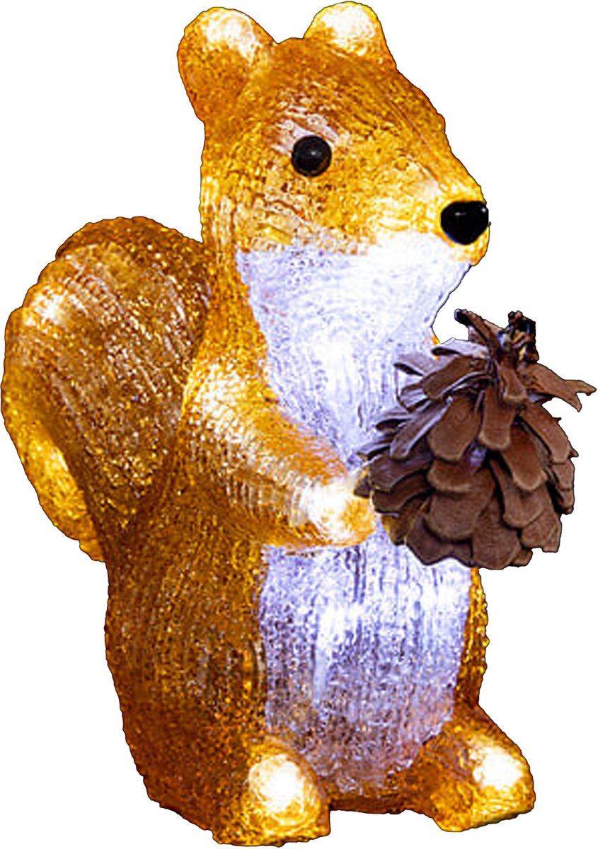 Feeric Lights & Christmas Kerstverlichting figuur - eekhoorn - met dennenappel - 20 x 9 x 19 cm - 20 LED lampjes wit - kerstversiering