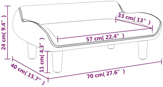 vidaXL - Kinderbank - 70x40x24 - cm - stof - crèmekleurig — afbeelding 3