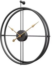 Zeckhome Aurum Noir – Horloge murale – Métal rond – Design industriel – Horloge silencieuse – 92 cm – Comprend des aiguilles dorées et noires