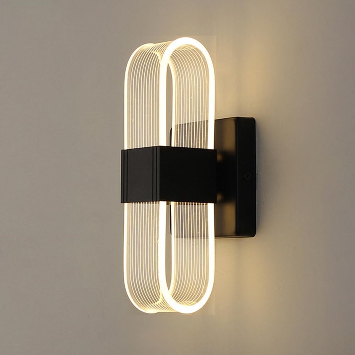 LED-Wandlamp - Moderne Binnenwandlamp - 12W Binnenwandlamp 3000-6000K Warm Wit Koud Wit Natuurlijk Licht - voor Trapverlichting Slaapkamer Woonkamer - Zwart