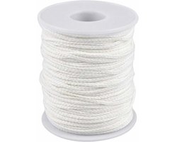 EXCITAT Kaarsenlonten - Kaarsenmaakset - Katoenen kaarsenlonten voor het zelf maken van kaarsen - 61 m - Wit