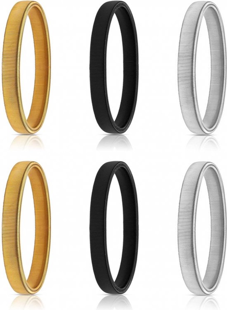 6 stuks Mouwophouder - - Sleeve holders - Classic - Elastische Metalen Armbanden - Dames Heren Metalen Mouwhouder