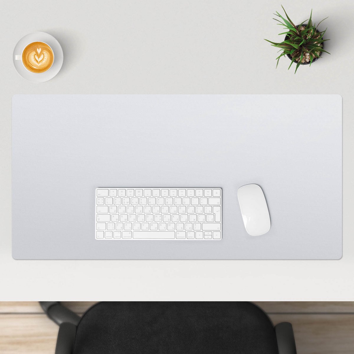 Wallfluent - Sneeuwwitje Bureau Onderlegger - 90x45 cm - Wit Onderlegger Bureau - Pastel- en aardse kleuren Computer Mat - Bureau Pad - Kantoor Accessoires - Bureaumat