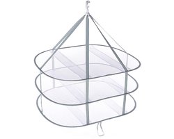 Droognet Opvouwbaar - Droogrekken - Polyester - Kledingmand - Mesh Droogrek - Hangende Droger - 3 Laags - voor Kleding, Kruiden, Bloemen, Groenten en Vrucht - 78*61*80CM - Wit