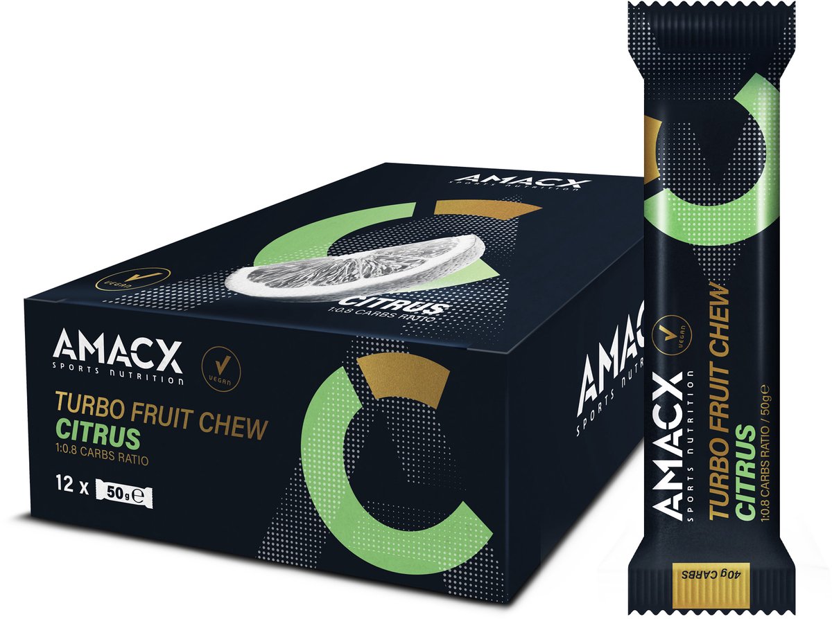 Amacx Turbo Fruit Chew Citrus - Energie reep - Bar - Energy gums - 12 pack