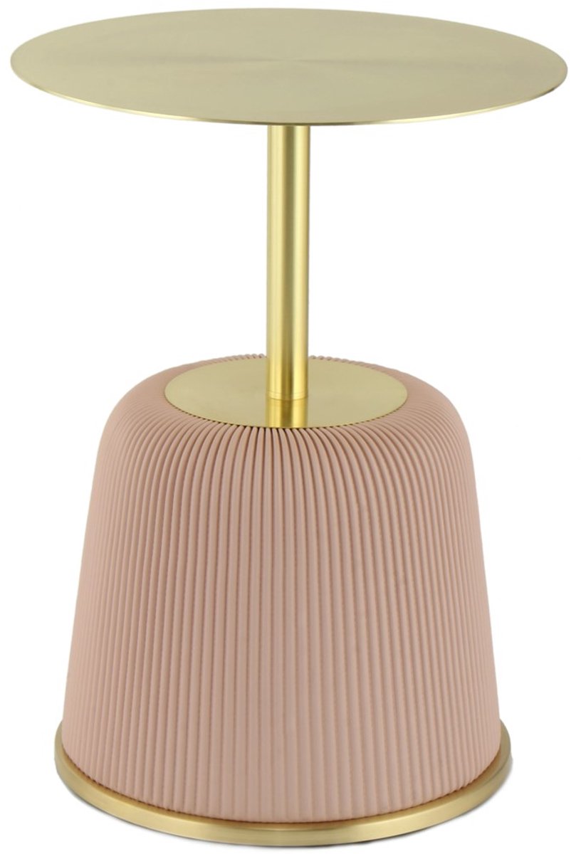 Floraya - Bijzettafel Jokai - Roze/Goud - 40x40x55cm (LxBxH) - ook geschikt als salontafel - Design