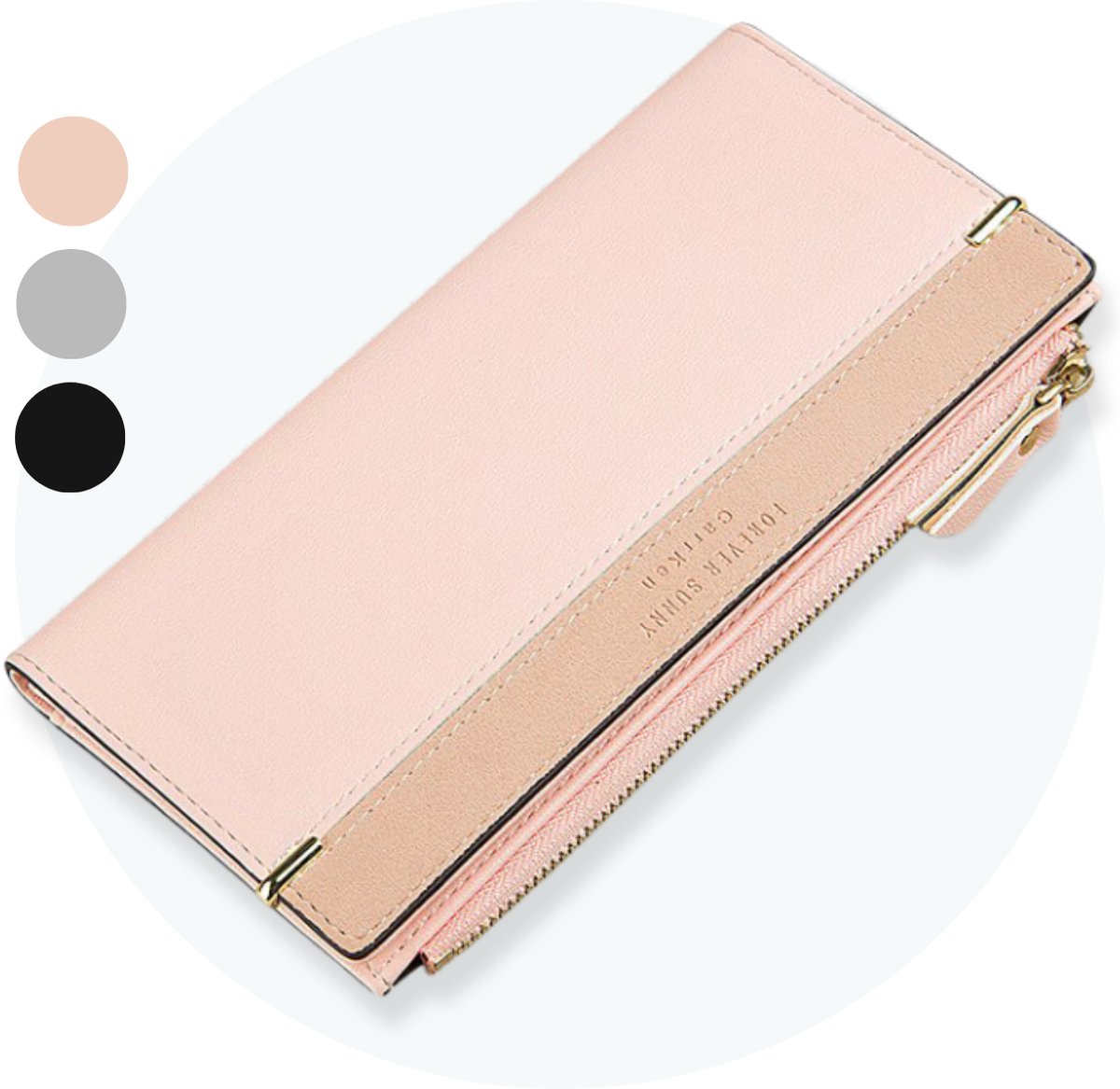 ZILOU® Portemonnee Dames - tot 24 Pasjes - Dames Portefeuille - met Rits - voor Munt- en Briefgeld - Kunstleer - Roze