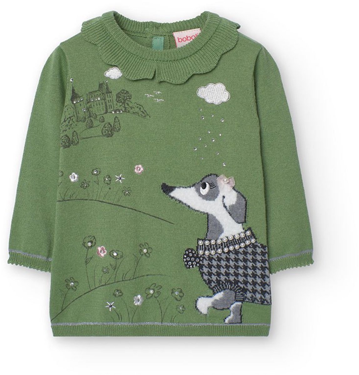 Boboli Knitwear Lang Mouw Jurk Groen 12 Months Meisje