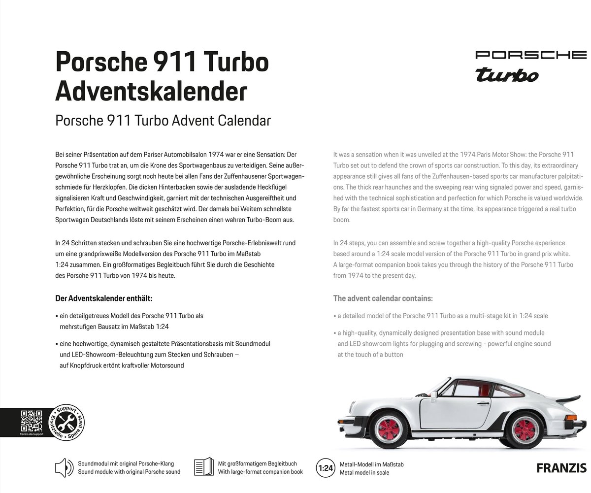 Franzis 55109 - Porsche 911 Turbo Calendrier De L'avent