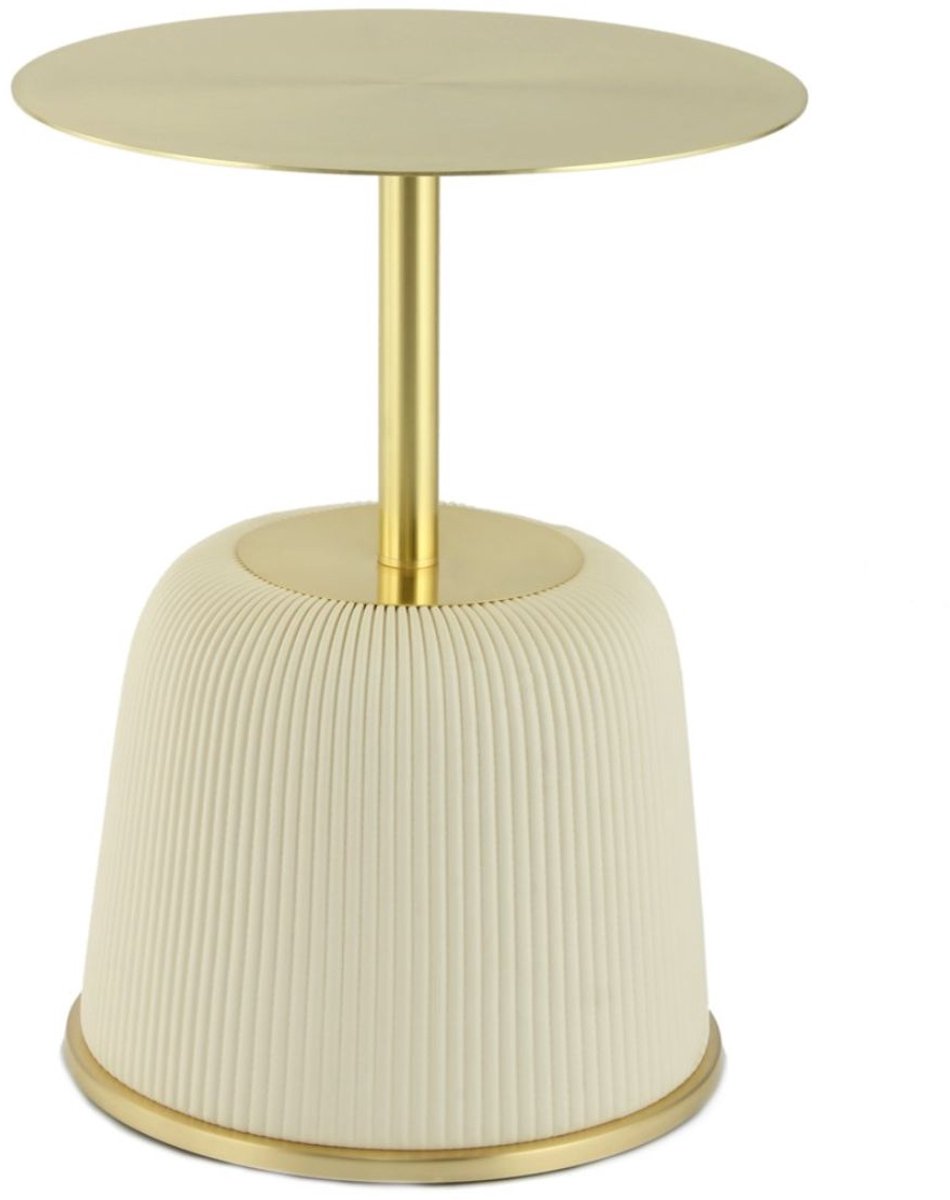 Floraya - Bijzettafel Jokai - Creme/Goud - 40x40x55cm (LxBxH) - ook geschikt als salontafel - Design