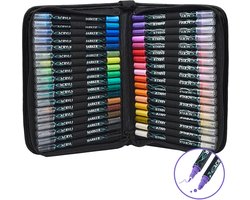 foto van ThyLux® Acrylstiften 36 Kleuren – Luxe map – Verfstiften voor Happy Stones en meer – Dual Tip - Acrylstiften voor stenen schilderen