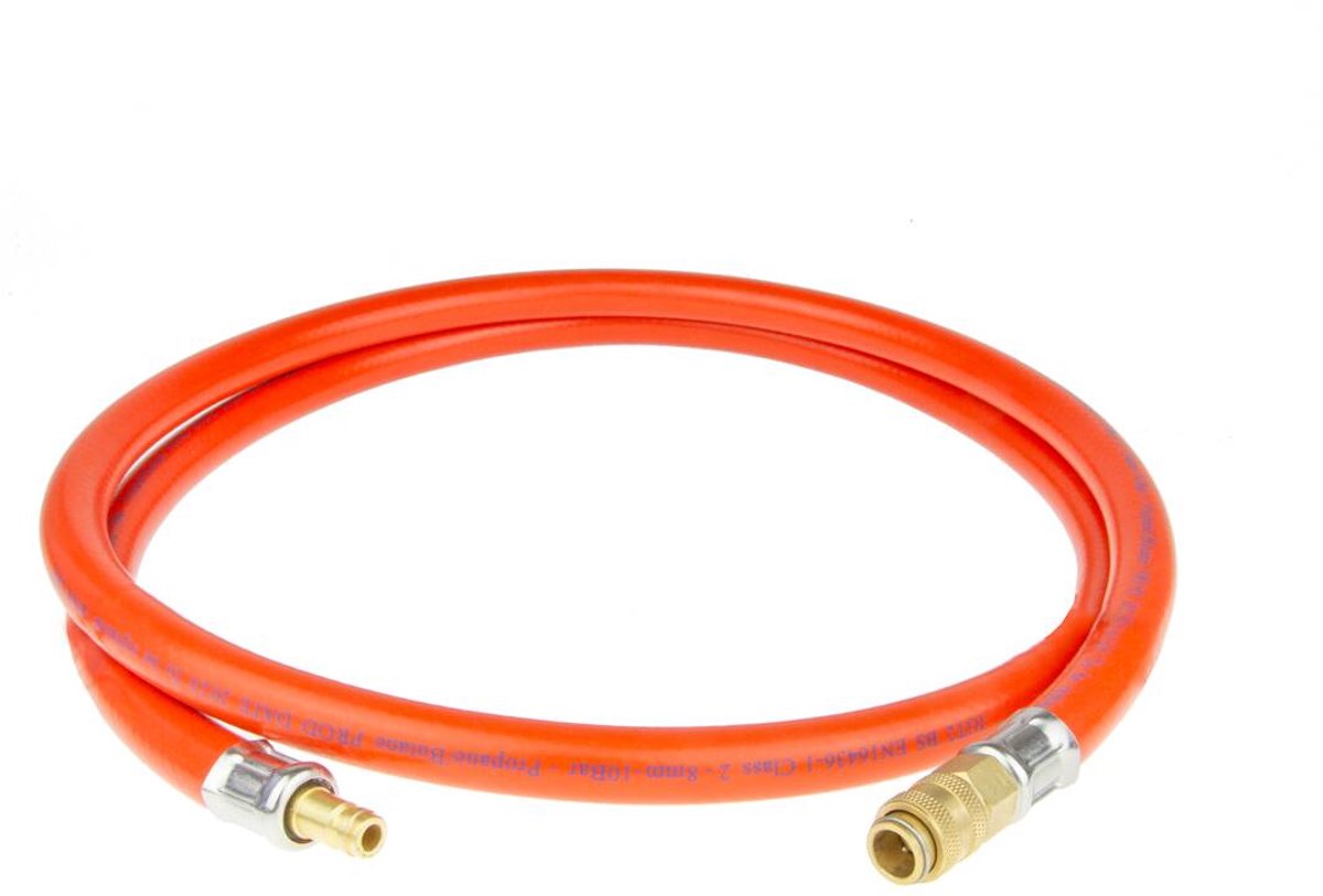 Gasslang met snelkoppelingen man x vrouw - 2 meter
