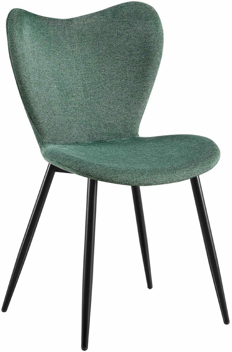 CLP Maika Eetkamerstoel - klassiek - keukenstoel - met rugleuning en zwart metalen frame -