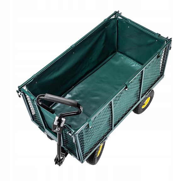 KADAX Net tuinwagen, 97 x 47 x 40 cm, tuinwagen van gepoedercoat metaal, transportwagen met draagkracht tot 500 kg, opvouwbare bolderkar, strand, dieren (groen) van Merkloos — afbeelding 4