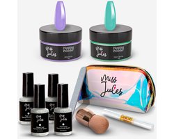 Miss Jules® Complete Set - Dipping Powder Starters Kit - 2 Kleuren - Paars - Groen - Acryl Nagels Starterspakket