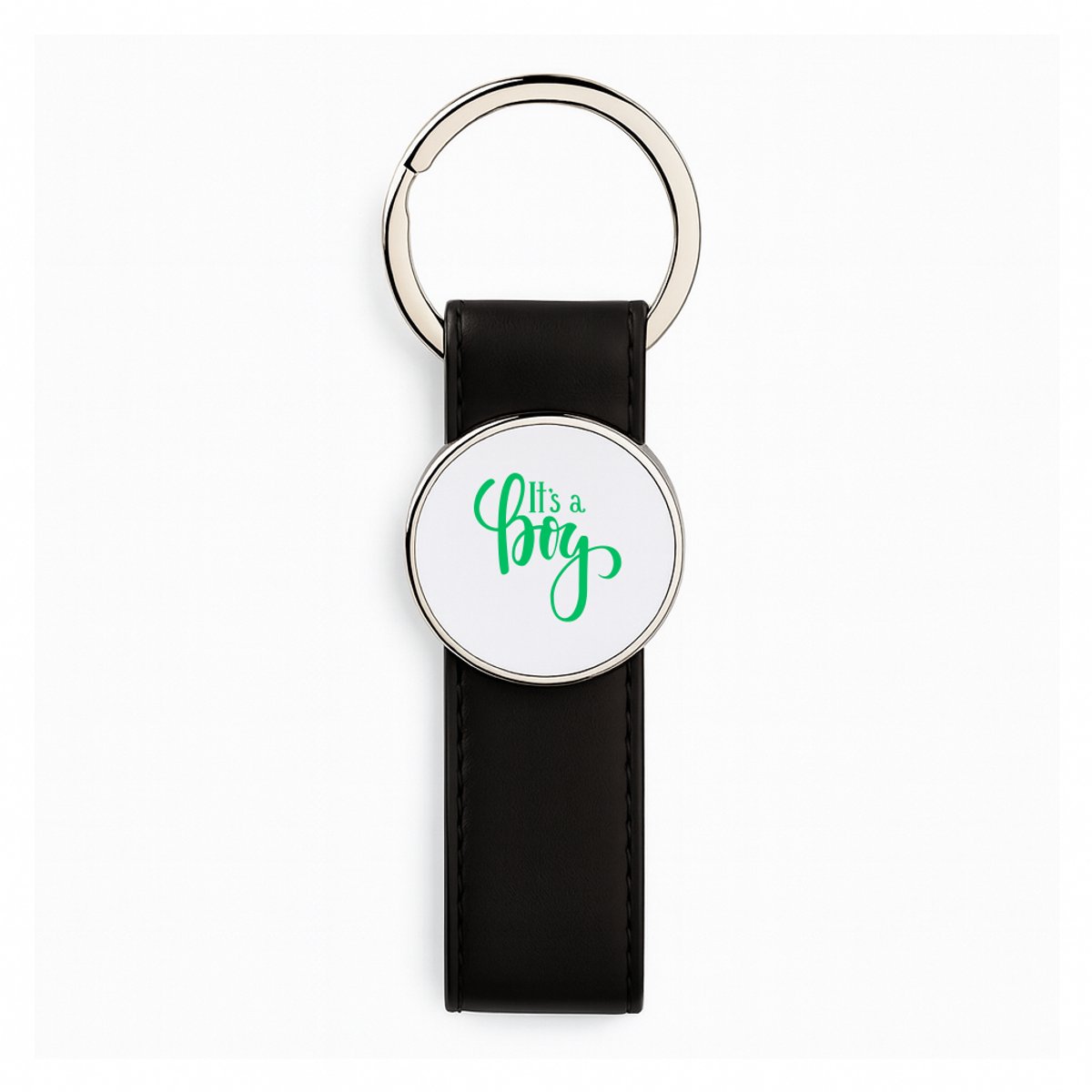 Hacebo® - It's a boy Zwart lederen sleutelhanger - baby's - sleutelhangers - Jongetje geboorte cadeau - Geboorte jongen cadeau - it's a boy kraam cadeau - Cadeau pakket - babyshower - baby - cadeau - kado - sleutelhanger - 3 x 10.5 CM