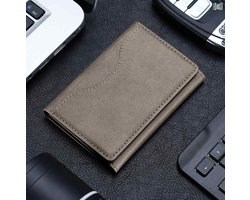 Pasjeshouder Portemonnee - Geschikt voor iPhone 12/13/14/15/16/17 (Mini/Pro/Max/Plus/Air) – Opvouwbare leren kaartsleuven - Geschikt voor MagSafe Hoesjes - Khaki