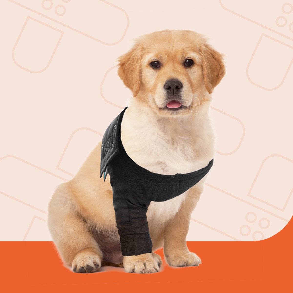 Suitical Enkele Herstel Mouw Hond Zwart XXXS