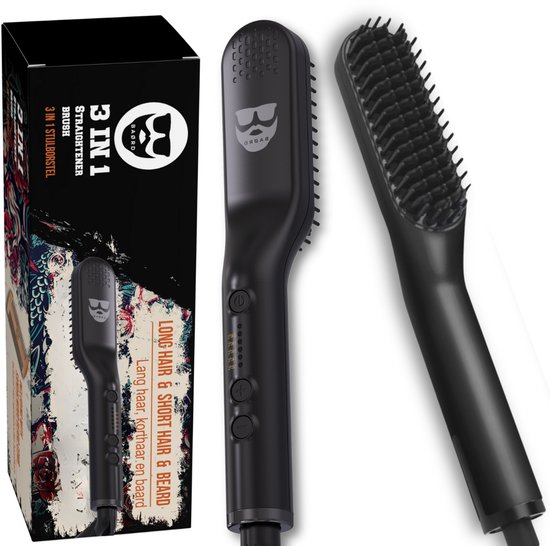 Foto: Ba rd baardborstel 3 in 1 baard stijltang baardkam baard styler baard stijlborstel stijlborstel zwart