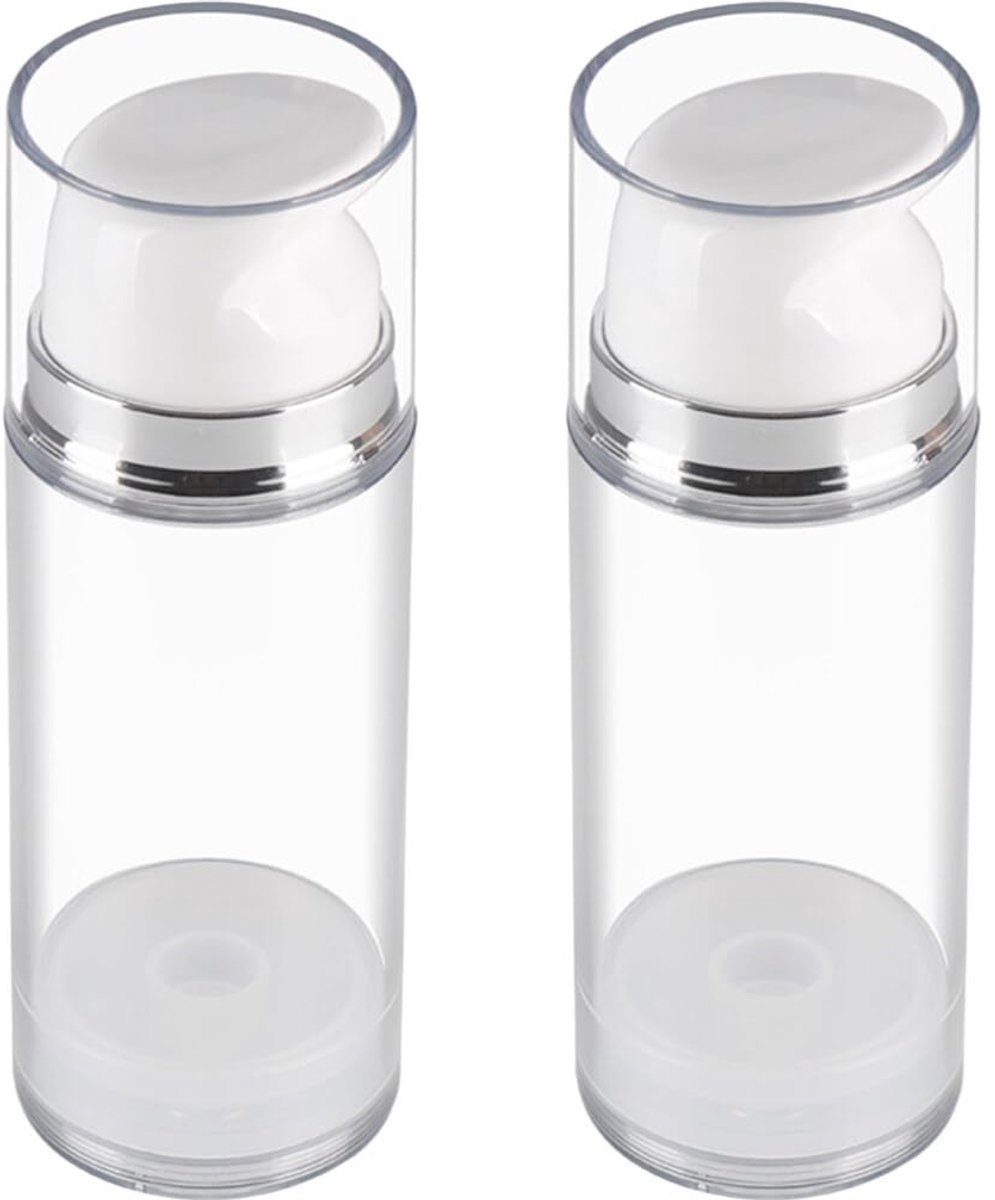 Image of 2 stuks lege vacuümpompflessen, hervulbare plastic vacuümpompflessen, reiscosmetische foundationcontainer, dispenser voor lotion, crème, etherische olie 100 ml