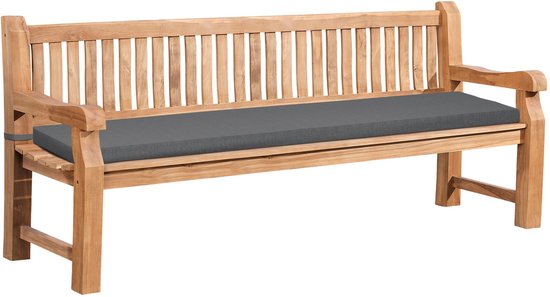 Banc pivotant Jackson CLP - Extérieur - Jardin - Mobilier de jardin - Bois de teck - kussen - Avec accoudoirs - Banc de jardin pour terrasse et balcon - 220 cm Gris foncé
