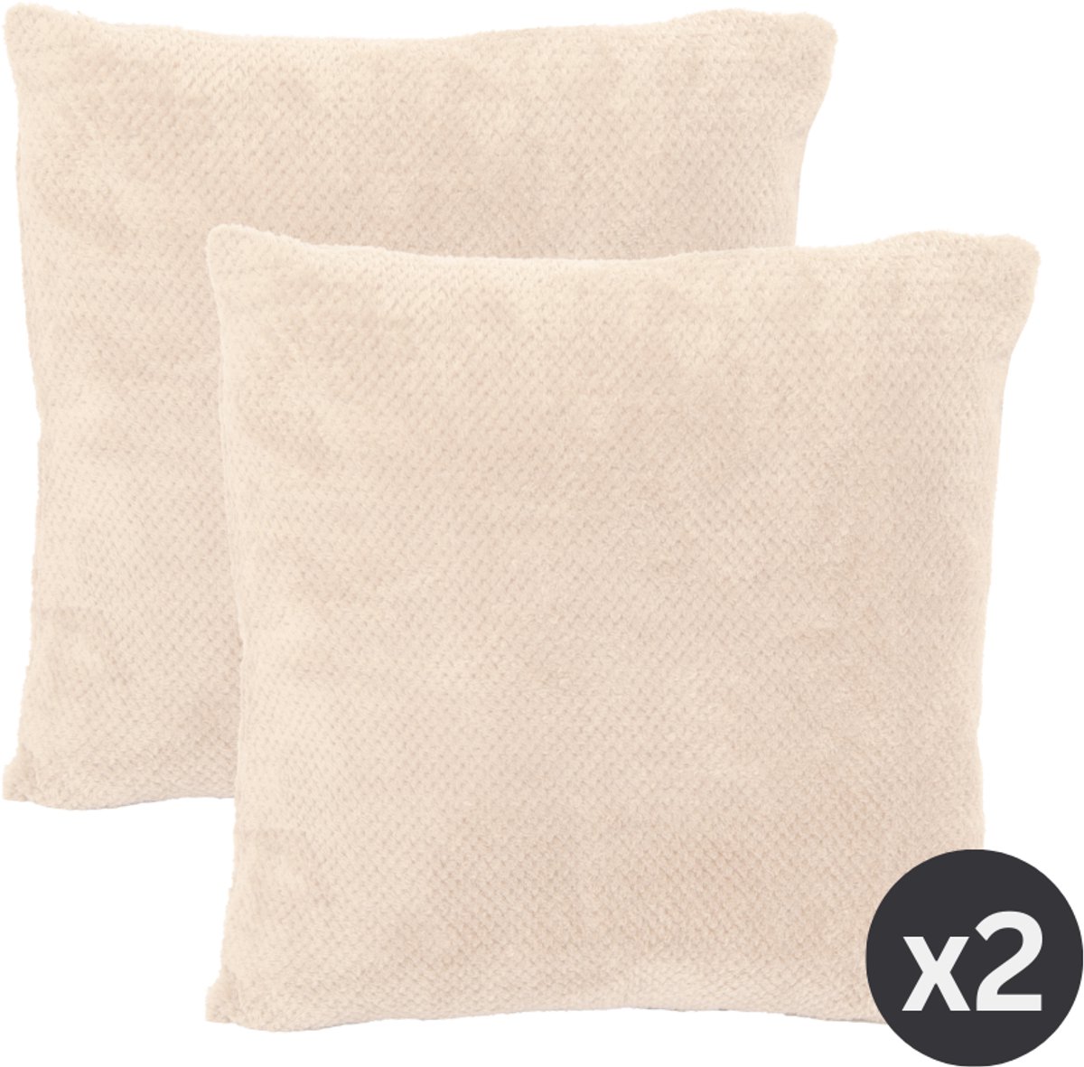Tiseco - Kussen PIPPA (gevuld) - SET/2 - Zachte Jacquard Flanel - 45x45 cm - ivoor