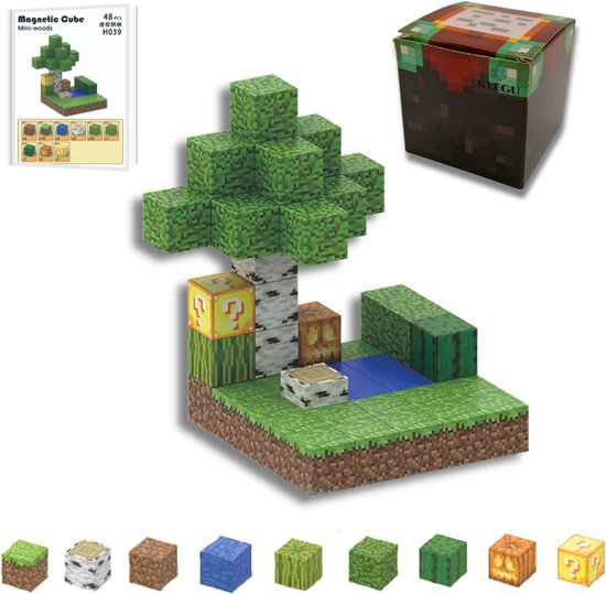 Magnetisch speelgoed – magnetisch bouwspeelgoed 48 stuks – magnetische bouwstenen - magnetische blokken – montessori speelgoed – magneten speelgoed - mini bos