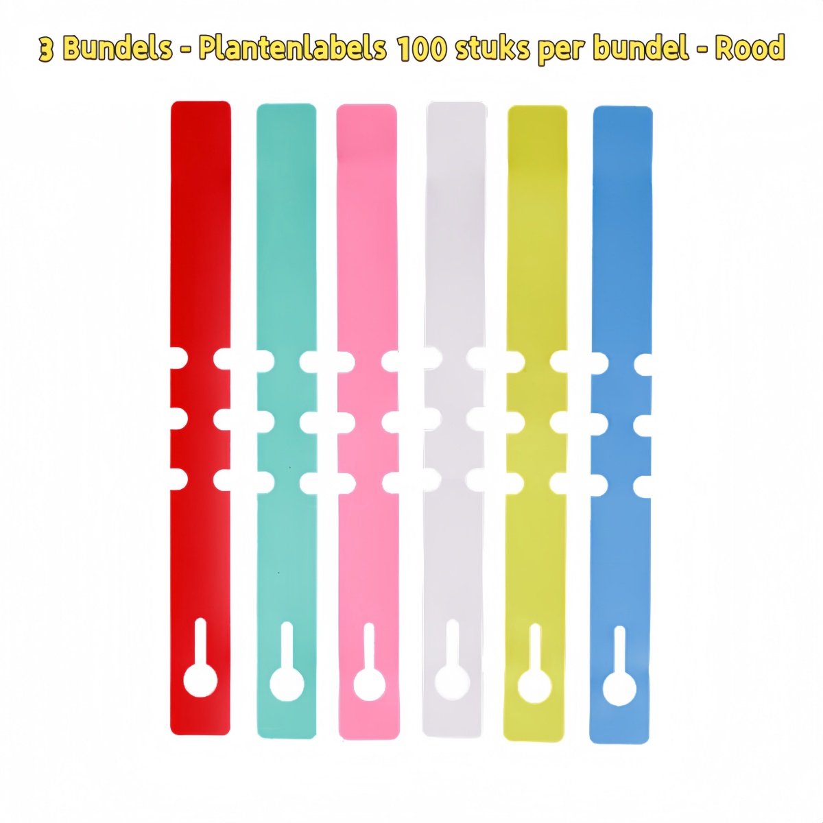 3-pack - Plantenlabels - Voor bloempotten - 2 x 21 cm - 100 stuks per verpakking - Rood