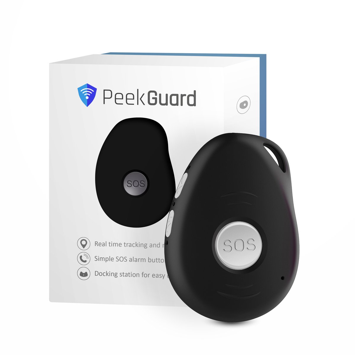 PEEKGUARD - EVO 7S 4G Zwart - SOS Noodknop - Alarmknop voor Personen & Ouderen - GPS Tracker Senioren - SOS knop - Valdetectie - Waterdicht - Incl. Simkaart - Geen Abonnement