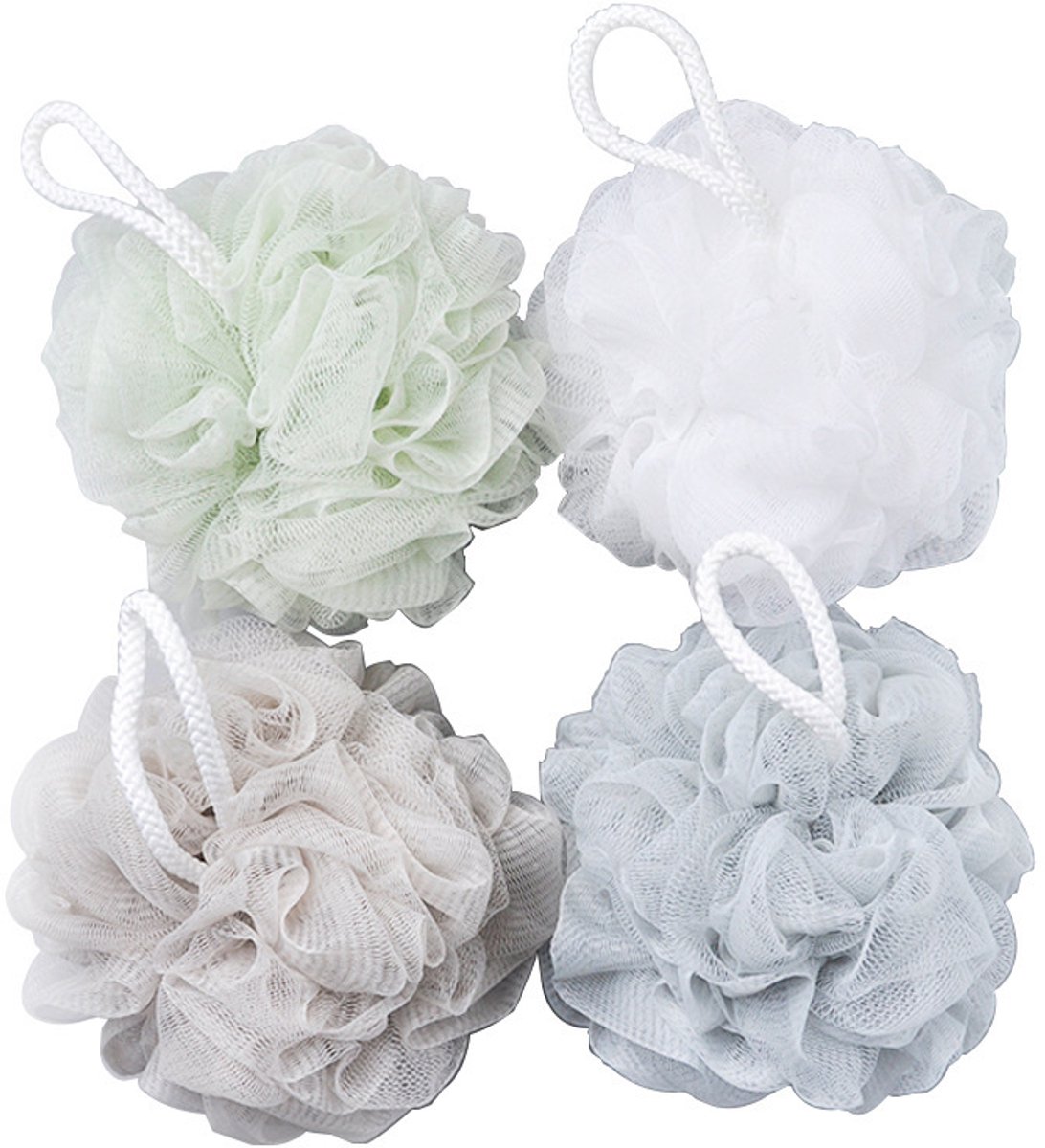 Badspons - Douche Mesh Badbal - 60g Mesh Badbal - Badbal voor het douchen - 4 verpakkingen