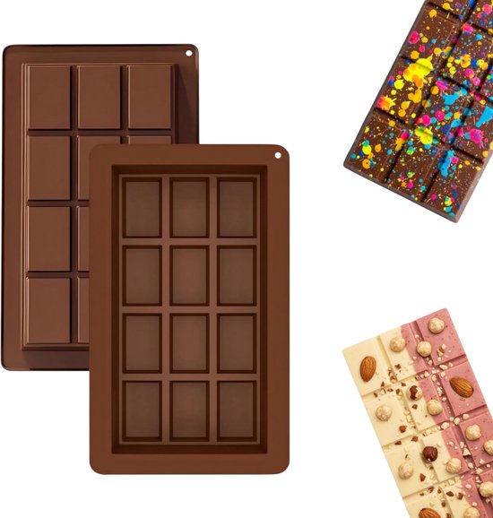 Foto: Lynn s siliconen bakvorm chocoladereep 12 blokjes diepe chocoladevorm tablet mal voor chocolade koek gebak zeep epoxy etc geschikt voor gevulde chocoladerepen zoals een dubai reep