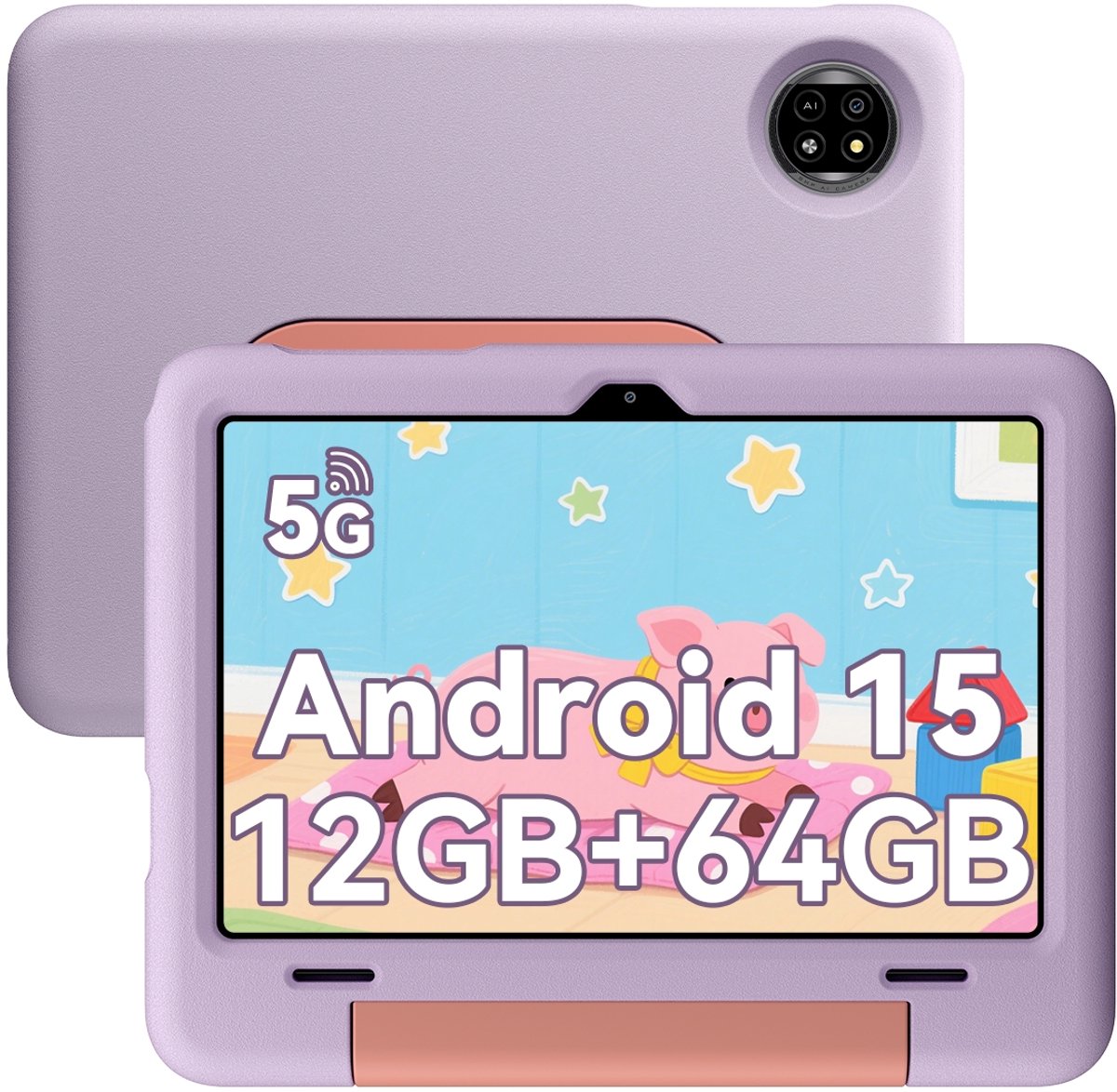 Blackview Tab 20 Kids Tablet - Kindertablet - 12GB RAM - 64GB ROM - 10.1 inch - Android 15 - Ouderlijk Toezicht App - Oogzorgmodus - Inclusief Beschermhoes - Paars