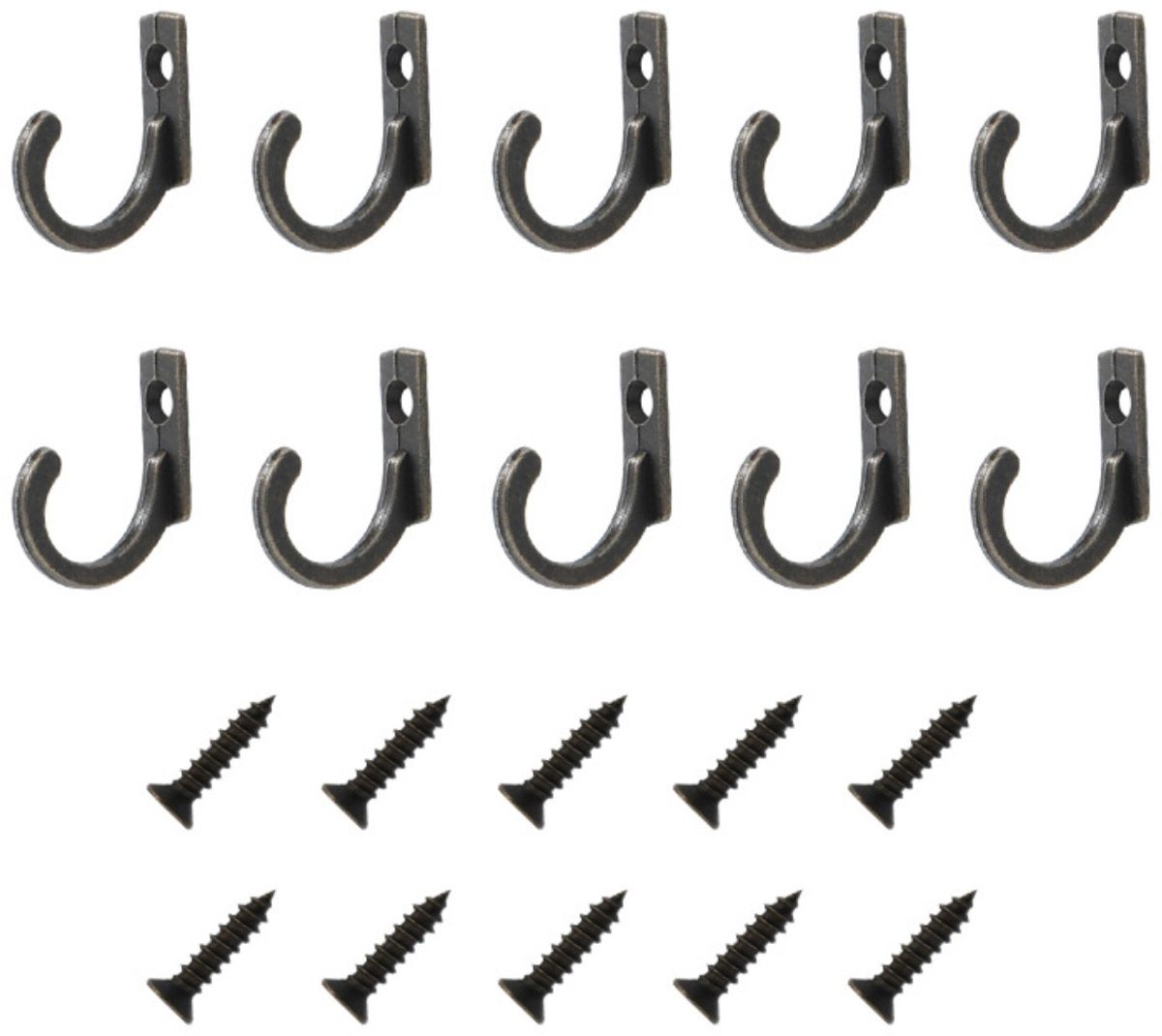 EXCITAT Haken - Wandhaken - Kapstokken - met schroeven - Vintage Stijl - voor Handdoeken, Badkamer, Slaapkamer en Keuken - 10 Stuks - Zwart