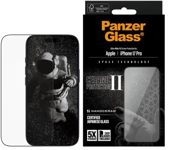 PanzerGlass Ultra-Wide Fit Ceramic II Apple iPhone 17 Pro Screenprotector