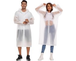 Regenjas - Regenjas voor volwassenen - Regenponcho - Tweedelige herbruikbare EVA-regenjas - Unisex - Waterdichte regenjas met capuchon - Geweldig voor festivals- kamperen- vissen en themaparken