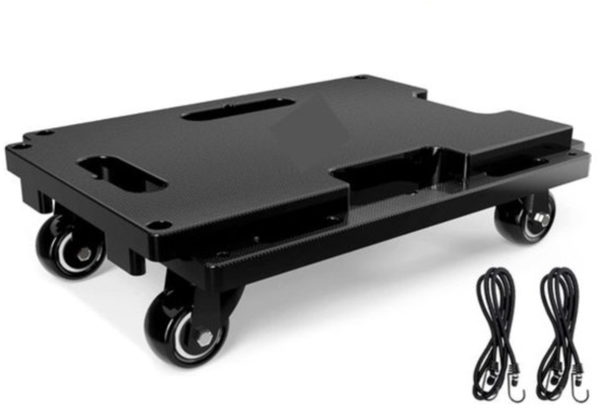 Transportroller - rolplank - draagkracht 200 kg - 40 -5 x 28 cm - verhuishulp - uitbreidbaar - met 2 elastische touwen - zwart