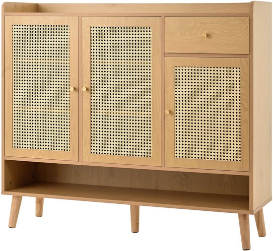 Schoenenkast met 2 Klapvakken en 4 Planken - Opslagmeubel voor de Hal - Zwart 50x90x19cm