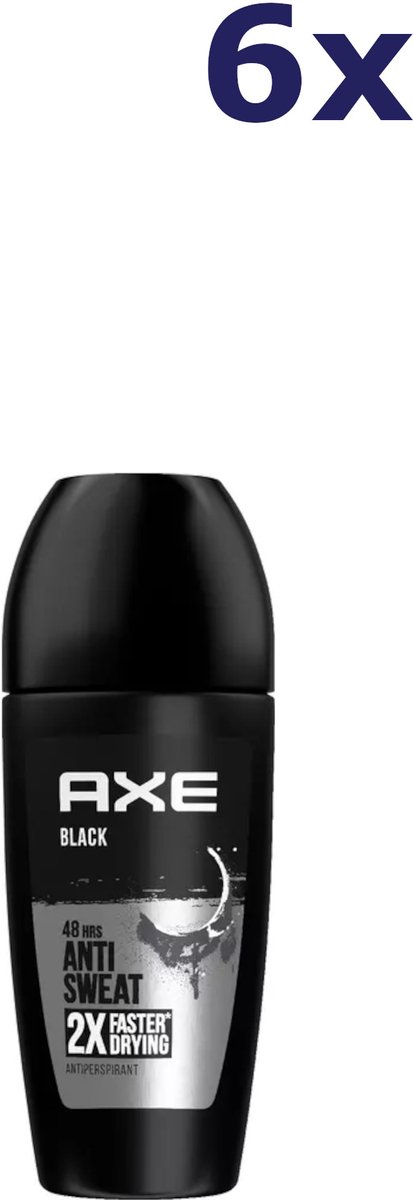 Axe Deodorant Men- Roll-On - Black - 6 x 50 ml - Voordeelverpakking