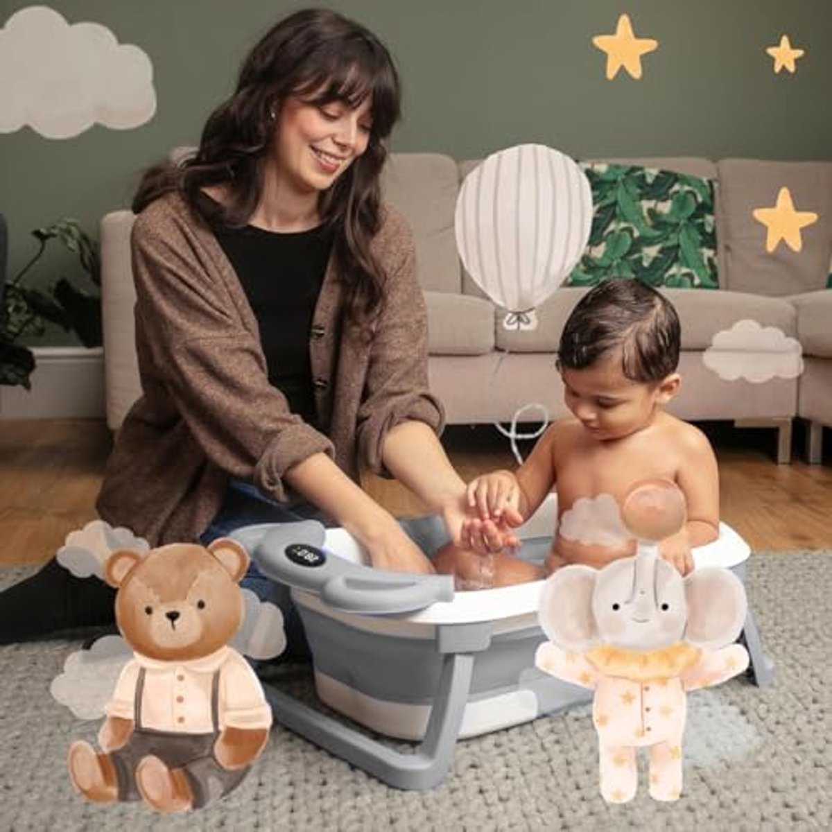 Opvouwbare babybadkuip met thermometer - Veilig en comfortabel baden voor baby's van 0-36 maanden thumbnail 4
