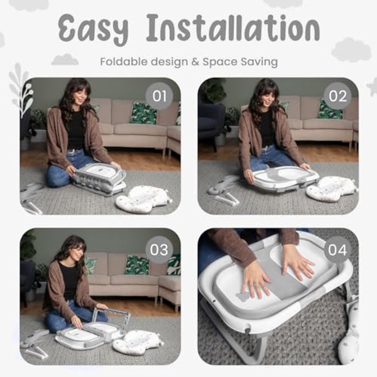 Opvouwbare babybadkuip met thermometer - Veilig en comfortabel baden voor baby's van 0-36 maanden thumbnail 5