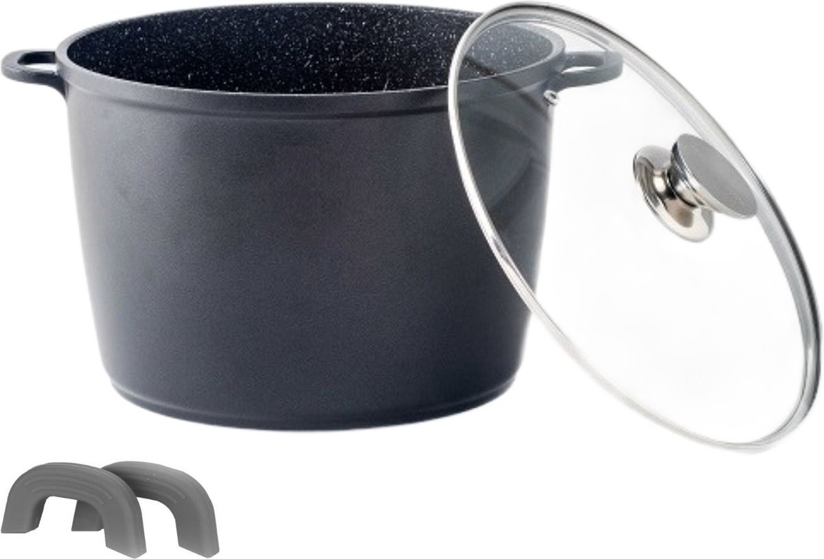 Cheffinger Soeppan - Diepe Braadpan - Marmeren Coating - 32cm - Zwart